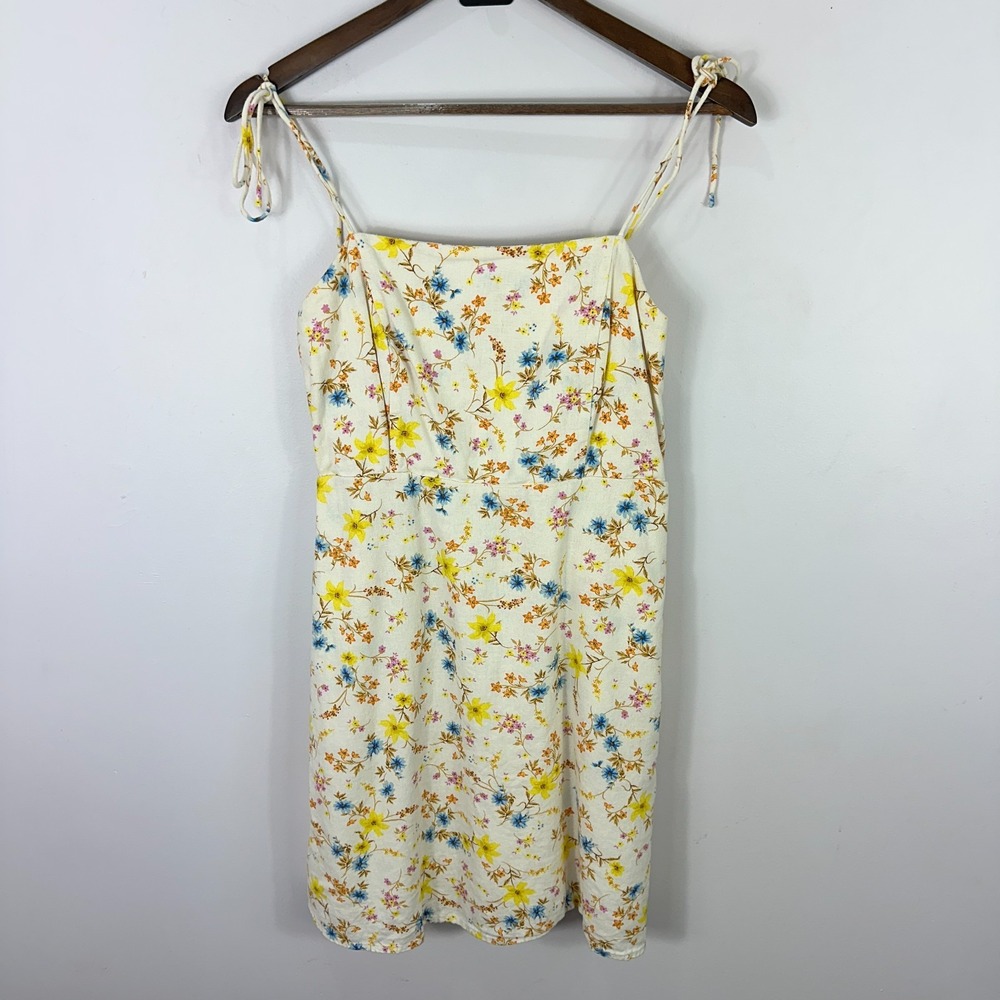 Old Navy Floral Mini Dress Womens Medium Ivory Linen Blend  Feminine‎ Dainty